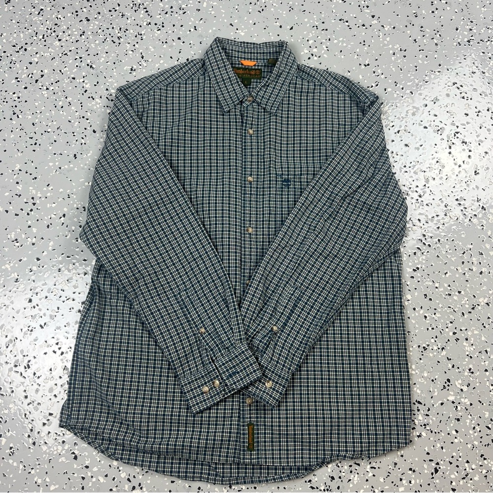 VTG Timberland Men's Blue Plaid Button Down Shirt long sleeve